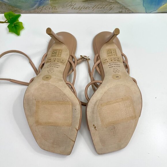 STUART WEITZMAN Tully 100 Strappy Heel Sandal in Adobe Size 8 - Picture 11 of 13